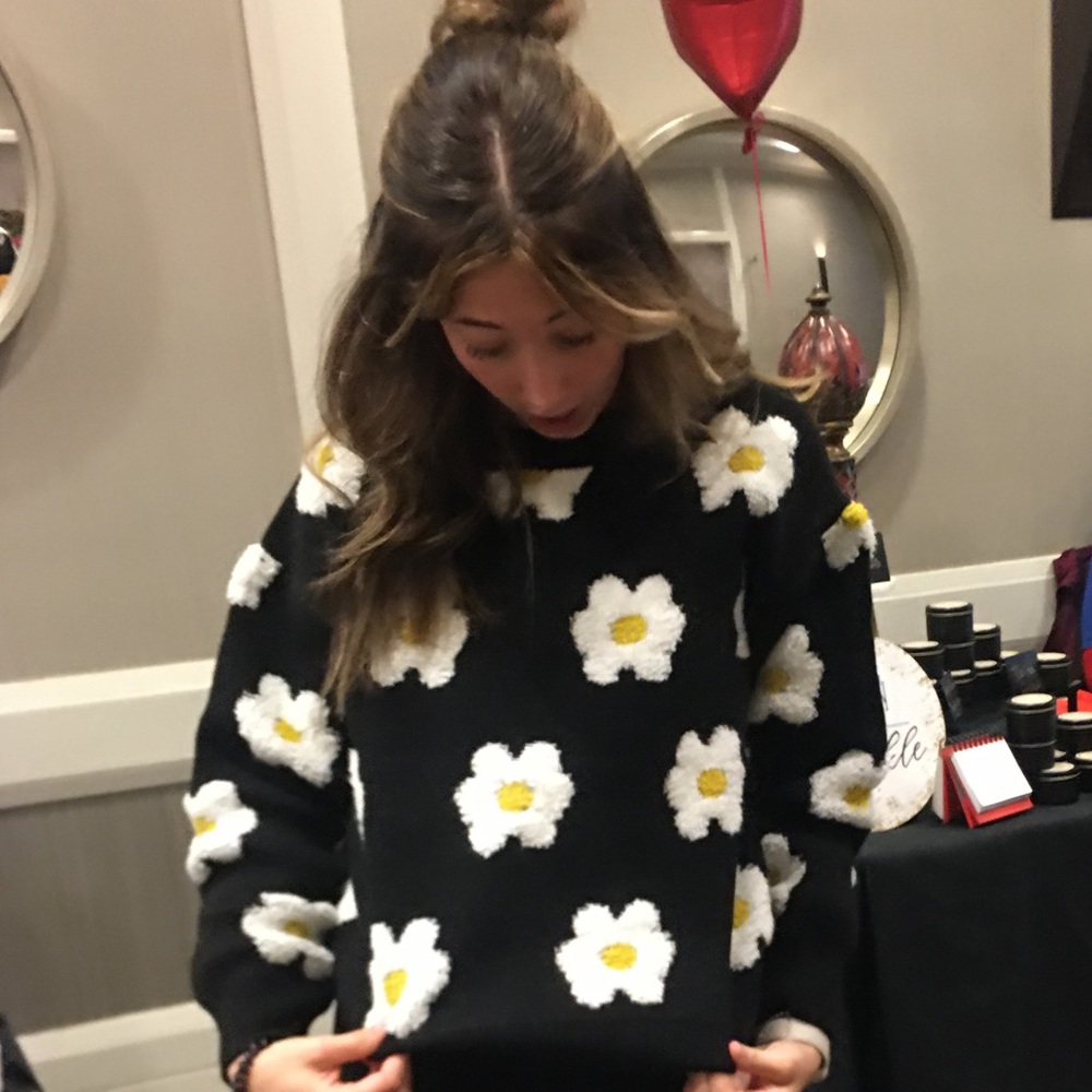 Black and White Daisy Sweater